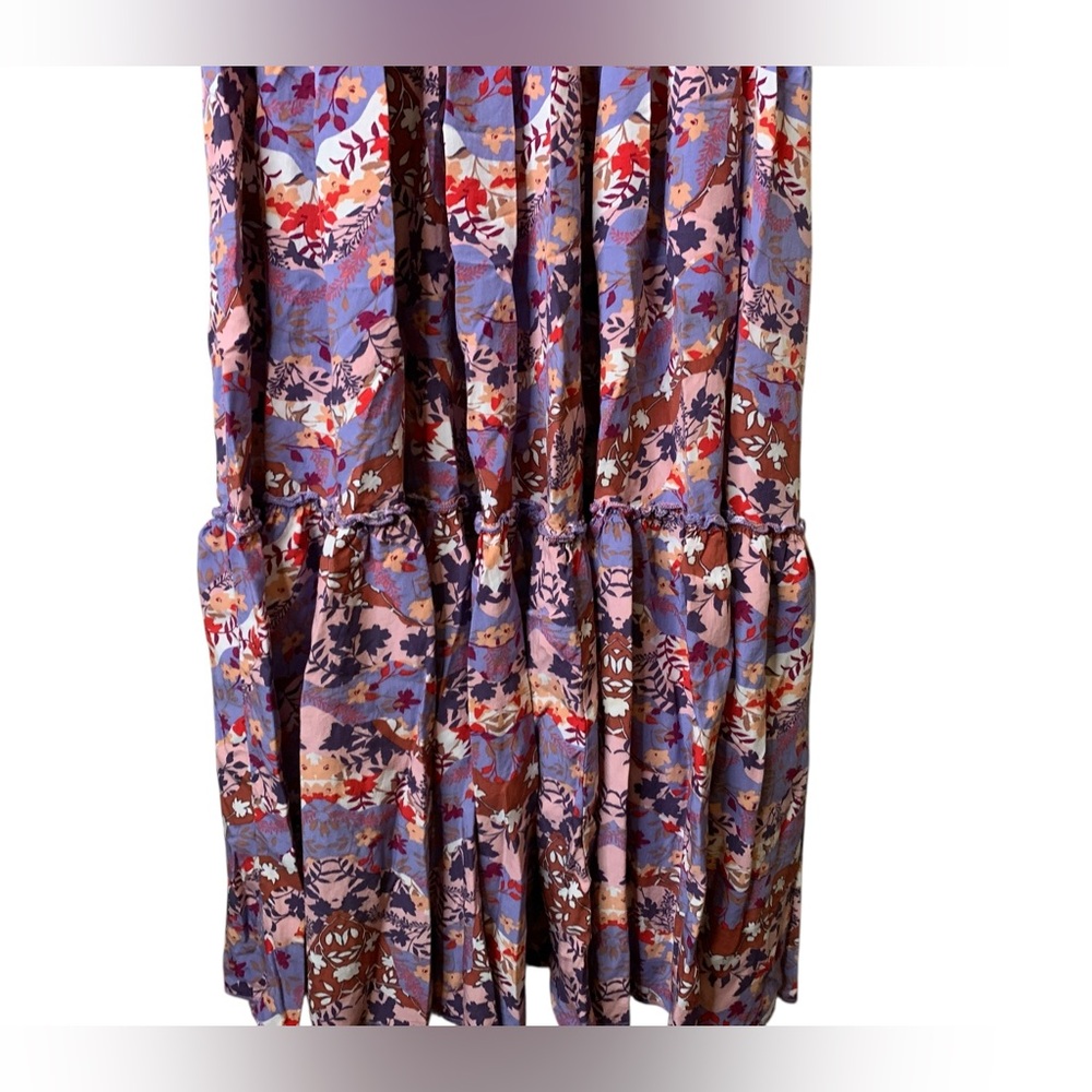 Abel The Label Floral Smocked Tiered Maxi Dress Small Flowy Boho Prairie Festive - Picture 4 of 7